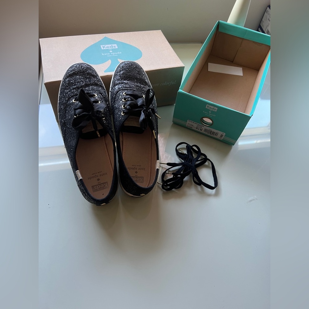Keds x Kate Spade Champion Glitter Lace Up Sneakers Black Women Size 9.5 - Picture 13 of 13